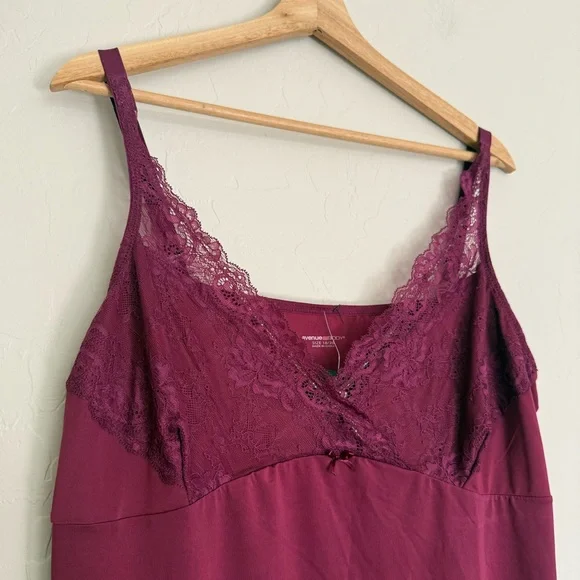 NWT Avenue Lace Trim Chemise size 2X 18/20 Plum Purple - Picture 3 of 5